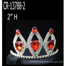 2 Inch Red Heart Stone Rhinestone Pageant Crown